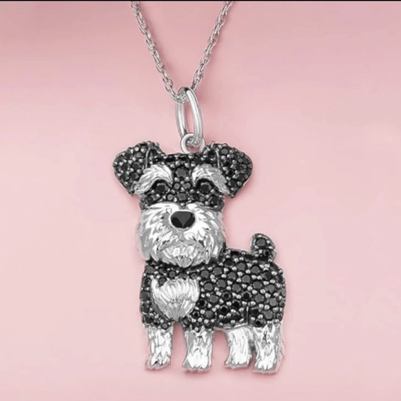 Schnauzer Rhinestone Necklace and Earrings Set - Picture 2 of 6